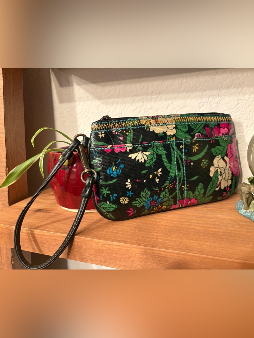 Target Black Floral Wristlet